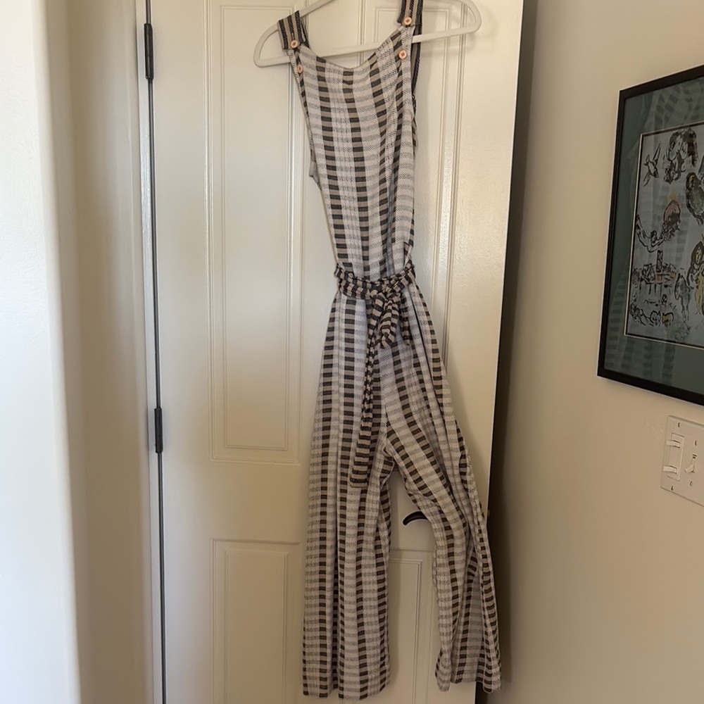 Ace & Jig Black and White Checkered Jumpsuit with Wide-Leg Design